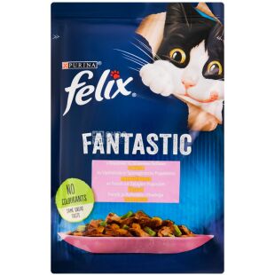 Felix, 85 г, Корм для котів, Форель з зеленими бобами у желе, вологий, Фелікс