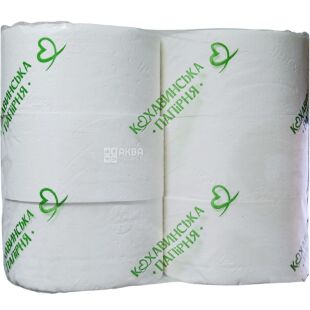 Кохавинська папірня, Упаковка 6 шт. х 1 рул., Папір туалетний целюлозний, двошаровий, 90 м, з перфорацією, на втулці, 190х90 мм