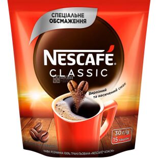 Nescafe Classic, 30 г, Нескафе Классик, Кофе растворимый гранулированный