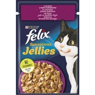 Felix Jellies, 85 г, Корм для котів, Качка з шпинатом в желе, вологий, Фелікс