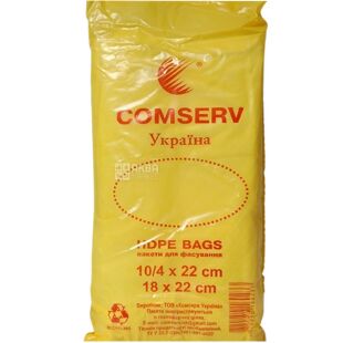 Comserv, 1000 шт., Фасовочные пакеты Комсерв, 10 (2х4) 22 см, 12 мкм, желтые