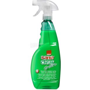 Sano Clear Green, 1 л, Засіб для миття скла Сано, спрей