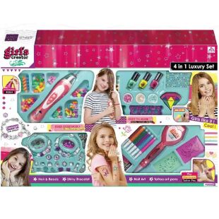 Girl's Creator,  Набір дитячий для манікюру, татуювання, зачісок та створення прикрас Гьорлс Креатор, для дітей від 6 років
