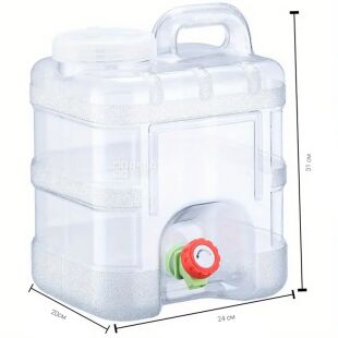 Бутель Каністра для води з краном 10 л полікарбонатна з ручкою, прозора, ViO PC-TV 10L