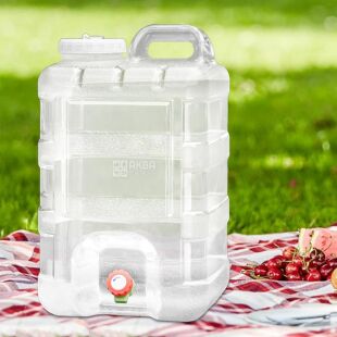 Бутыль Канистра для воды с краном 28 л поликарбонатная с ручкой, прозрачная, ViO PC-TV 28L