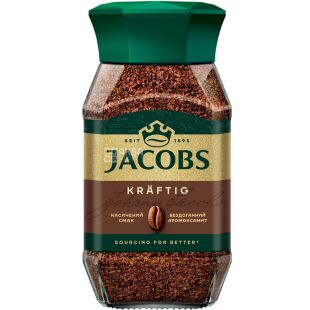 Jacobs Cronat Kraftig, 190 г, Кофе растворимый Якобс, стекло