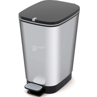 Curver Bin, 50 л, Відро для сміття з педаллю, металеве, сріблясте