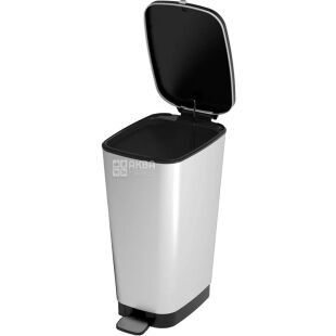 Curver Bin, 50 л, Відро для сміття з педаллю, металеве, сріблясте