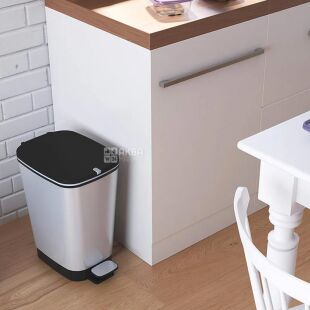 Curver Bin, 50 л, Мусорное ведро с педалью, металлическое, серебристое