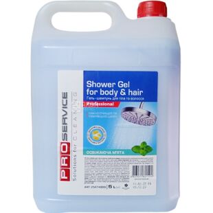 PRO service, 5 л, ПРО Сервис, Гель-шампунь для тела и волос, Мята, канистра