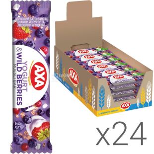 AXA Yogurt&Wild Berries, 24 шт. х 25 г, Батончик зерновой Йогурт и лесные ягоды, Акса