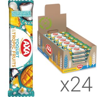 AXA Yogurt&Tropic, 24 шт. х 25 г, Батончик зерновой Йогурт и тропические фрукты, Акса