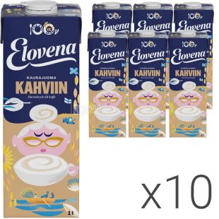 Elovena Kahviin Barista, Упаковка 10 шт. х 1 л, Еловена Бариста, Молоко вівсяне для кави, 3%