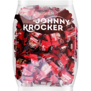Roshen Johnny Krocker Choco, 1 кг, Цукерки вафельні глазуровані з шоколадним кремом Джонні Крокер, Рошен