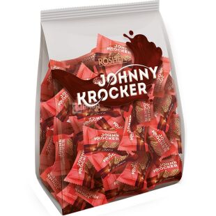 Roshen Johnny Krocker Choco, 350 г, Цукерки вафельні глазуровані з шоколадним кремом Джонні Крокер, Рошен