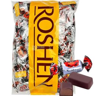 Roshen, 1 кг, Цукерки глазуровані з шоколадною глазур'ю Червоний мак, Рошен