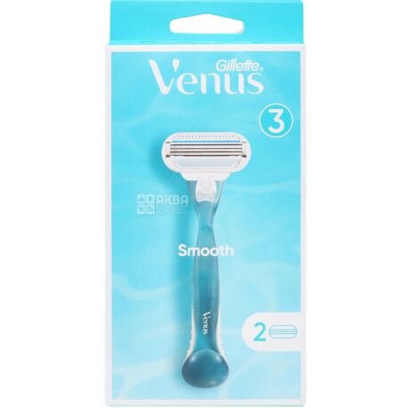 Gillette Venus Extra Smooth, Станок для бритья + 2 картриджа, Джилетт