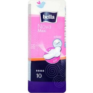 Bella Nova Maxi, 10 шт., Прокладки гігієнічні з крильцями Белла, 5 крапель