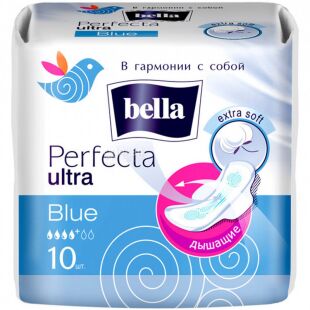 Bella Perfecta Ultra Blue, 10 шт., Прокладки гігієнічні з крильцями Белла, 4 краплі