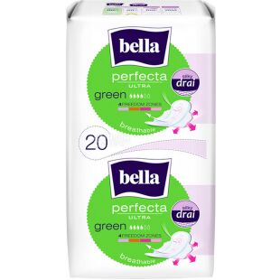 Bella Perfecta Ultra Green, 20 шт., Прокладки гігієнічні з крильцями Белла, 4 краплі