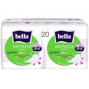 Bella Perfecta Ultra Green, 20 шт., Прокладки гігієнічні з крильцями Белла, 4 краплі