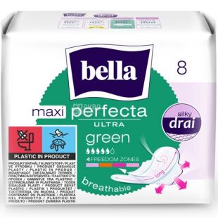 Bella Perfecta Ultra Maxi Green, 8 шт., Прокладки гігієнічні з крильцями Белла, 5 крапель