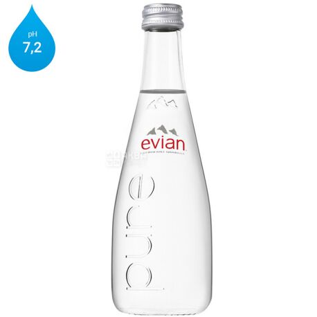 Evian, 0,33 л, Евіан, Вода негазована, скло