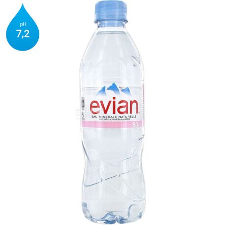 Evian, 0,5 л, Эвиан, Вода негазированная, ПЭТ