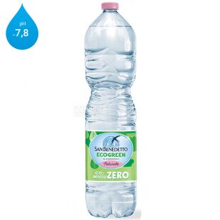 San Benedetto EcoGreen, 1.5 л, Вода минеральная СанБенедетто Экогрин, негазированная, ПЭТ