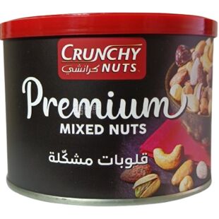 Crunchy Nuts Premium Mixed Nuts, 170 г, Микс 6 видов орехов Кранчи Натс, ароматизированные, ж/б