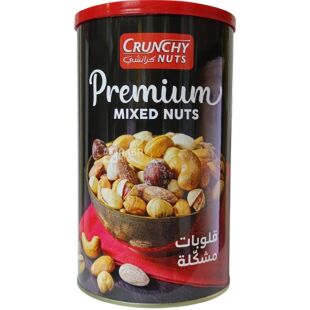 Crunchy Nuts Premium Mixed Nuts, 450 г, Мікс 6 видів горіхів Кранчі Натс, ароматизовані, ж/б