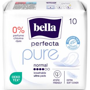 Bella Perfecta Pure Normal, 10 шт., прокладки гигиенические с крылышками Белла, 4 капли