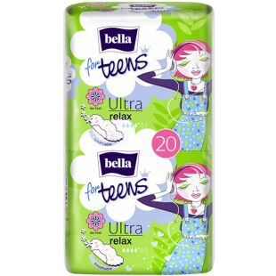 Bella for Teens Ultra Relax Soft Deo, 20 шт., Прокладки гігієнічні для дівчаток з ароматом зеленого чаю Белла, 4 краплі