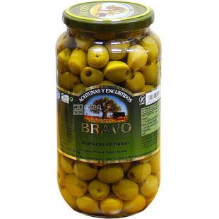 Bravo, 1000 г, Оливки без косточки Браво, стекло