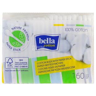 Bella 160 шт., Ватні палички гігієнічні