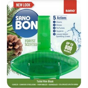 Sano Green Forest, 55 г, Блок подвесной для унитаза Зеленый лес, Сано