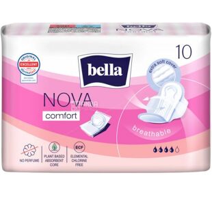 Bella Nova Komfort, 10 шт., Прокладки гигиенические с крылышками Белла, 4 капли