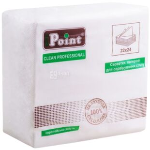 Mirus Eco Point, 400 шт., Серветки для сервірування столу Мірус, одношарові, білі, 22х24 см