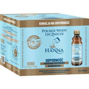 PWL Hanna Odporność, Упаковка 12 шт. х 0,33 л, Вода мінеральна лікувальна для імунітету, Ханна, ПЕТ
