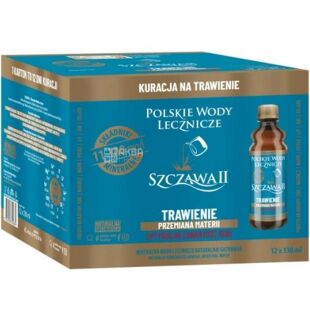 PWL Szczawa II Trawienie, Упаковка 12 шт. х 0,33 л, Вода минеральная лечебная для пищеварения, Щава II, ПЭТ
