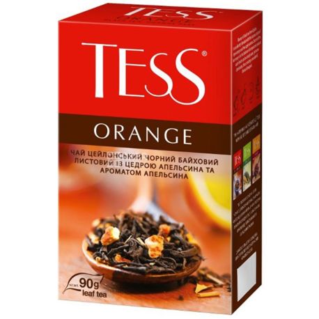 Tess, Orange, 90 г, Чай Тесс, Оранж, чорний з апельсином