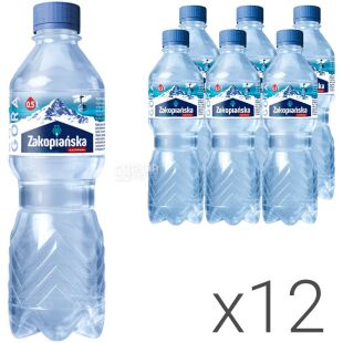 Zakopiańska, Упаковка 12 шт. х 0,5 л, Вода мінеральна сильногазована Закопанська, ПЕТ