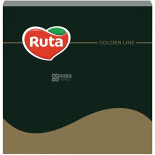 Ruta, 20 шт., Салфетки сервировочные Рута, трехслойные, темно-зеленые, 33х33 см
