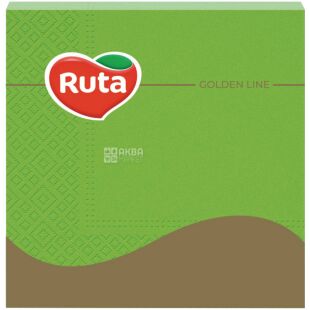 Ruta, 20 шт., Салфетки столовые Рута, 3-х слойные, 33x33 см, зеленые 