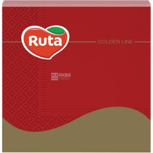 Ruta, 20 шт., Салфетки столовые Рута, 3-х слойные, красные, 33x33 см
