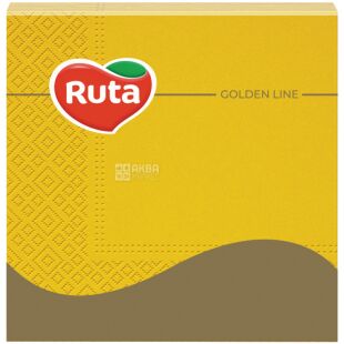 Ruta, 20 шт., Салфетки столовые Рута,3-х слойные,желтые, 33x33см 