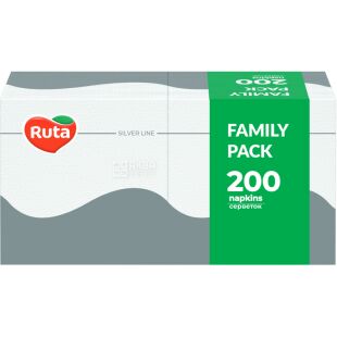 Ruta, 200 шт., Серветки паперові Рута, одношарові, білі, 24х24 см
