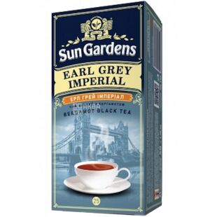 Sun Gardens, Earl Grey Imperial, 25 пак. х 2 г, Чай Сан Гарденс, Эрл Грей Империал, черный с бергамотом