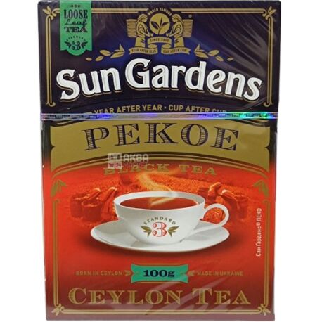 Sun Gardens, PEKOЕ, 100 г, Чай Сан Гарденс, Пекое, черный, крупнолистовой