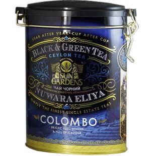  Sun Gardens, Colombo Mix, 100 г, Чай Сан Гарденс, Коломбо Мікс, чорний і зелений з кардамоном, ж/б